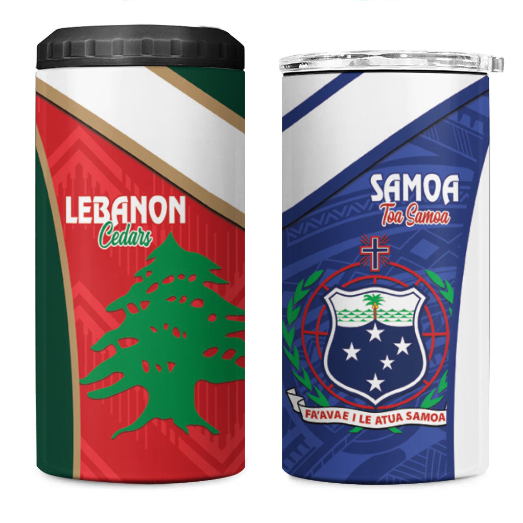Rugby Samoa and Lebanon 4 in 1 Can Cooler Tumbler Toa Samoa Cedars Together LT14 One Size: 16 oz Multicolor - Polynesian Pride