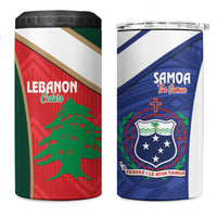 Rugby Samoa and Lebanon 4 in 1 Can Cooler Tumbler Toa Samoa Cedars Together LT14 One Size: 16 oz Multicolor - Polynesian Pride