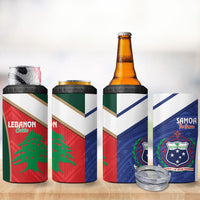 Rugby Samoa and Lebanon 4 in 1 Can Cooler Tumbler Toa Samoa Cedars Together LT14 - Polynesian Pride