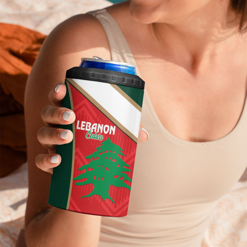 Rugby Samoa and Lebanon 4 in 1 Can Cooler Tumbler Toa Samoa Cedars Together LT14 - Polynesian Pride