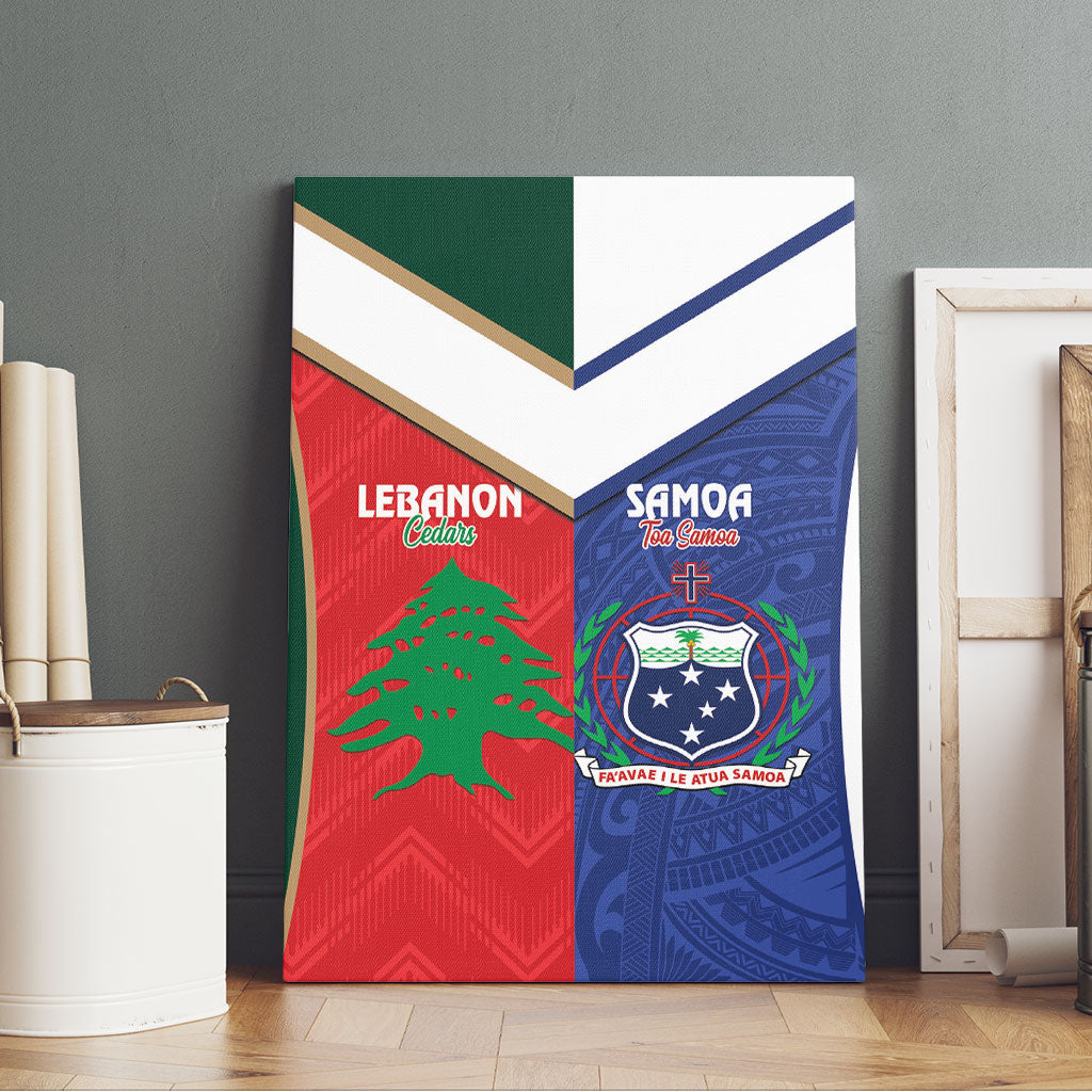 Rugby Samoa and Lebanon Canvas Wall Art Toa Samoa Cedars Together LT14 - Polynesian Pride