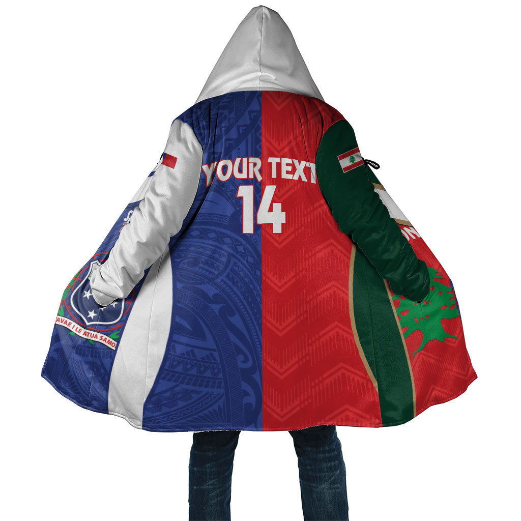 Custom Rugby Samoa and Lebanon Cloak Toa Samoa Cedars Together LT14 Unisex Multicolor - Polynesian Pride