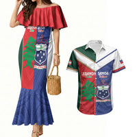 Custom Rugby Samoa and Lebanon Couples Matching Mermaid Dress and Hawaiian Shirt Toa Samoa Cedars Together LT14 Multicolor - Polynesian Pride