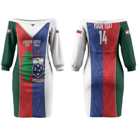 Custom Rugby Samoa and Lebanon Couples Matching Off The Shoulder Long Sleeve Dress and Long Sleeve Button Shirt Toa Samoa Cedars Together LT14 - Polynesian Pride