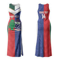 Custom Rugby Samoa and Lebanon Couples Matching Tank Maxi Dress and Long Sleeve Button Shirt Toa Samoa Cedars Together LT14 - Polynesian Pride