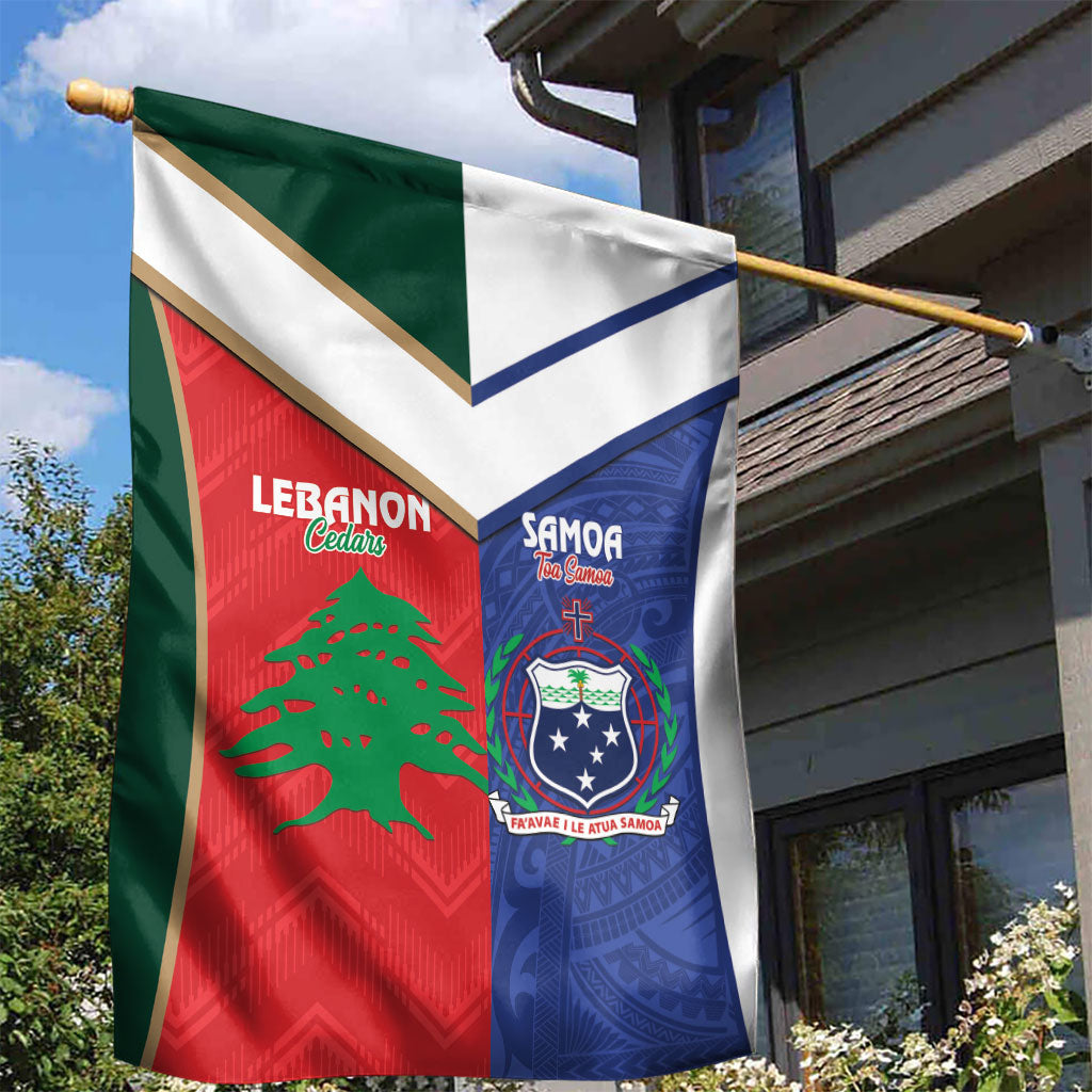 Rugby Samoa and Lebanon Garden Flag Toa Samoa Cedars Together LT14 - Polynesian Pride