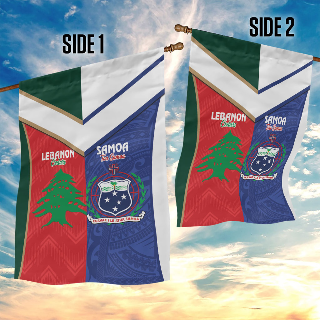 Rugby Samoa and Lebanon Garden Flag Toa Samoa Cedars Together LT14 - Polynesian Pride