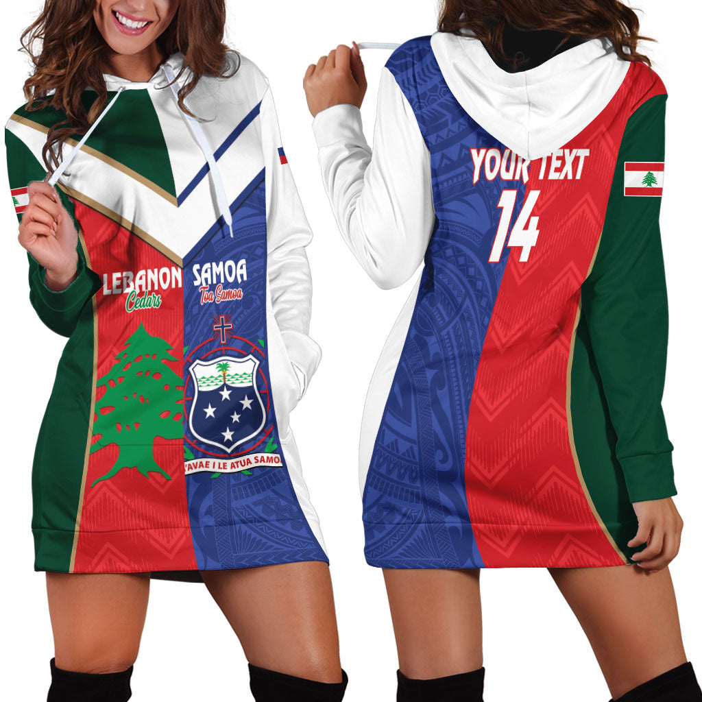Custom Rugby Samoa and Lebanon Hoodie Dress Toa Samoa Cedars Together LT14 - Polynesian Pride