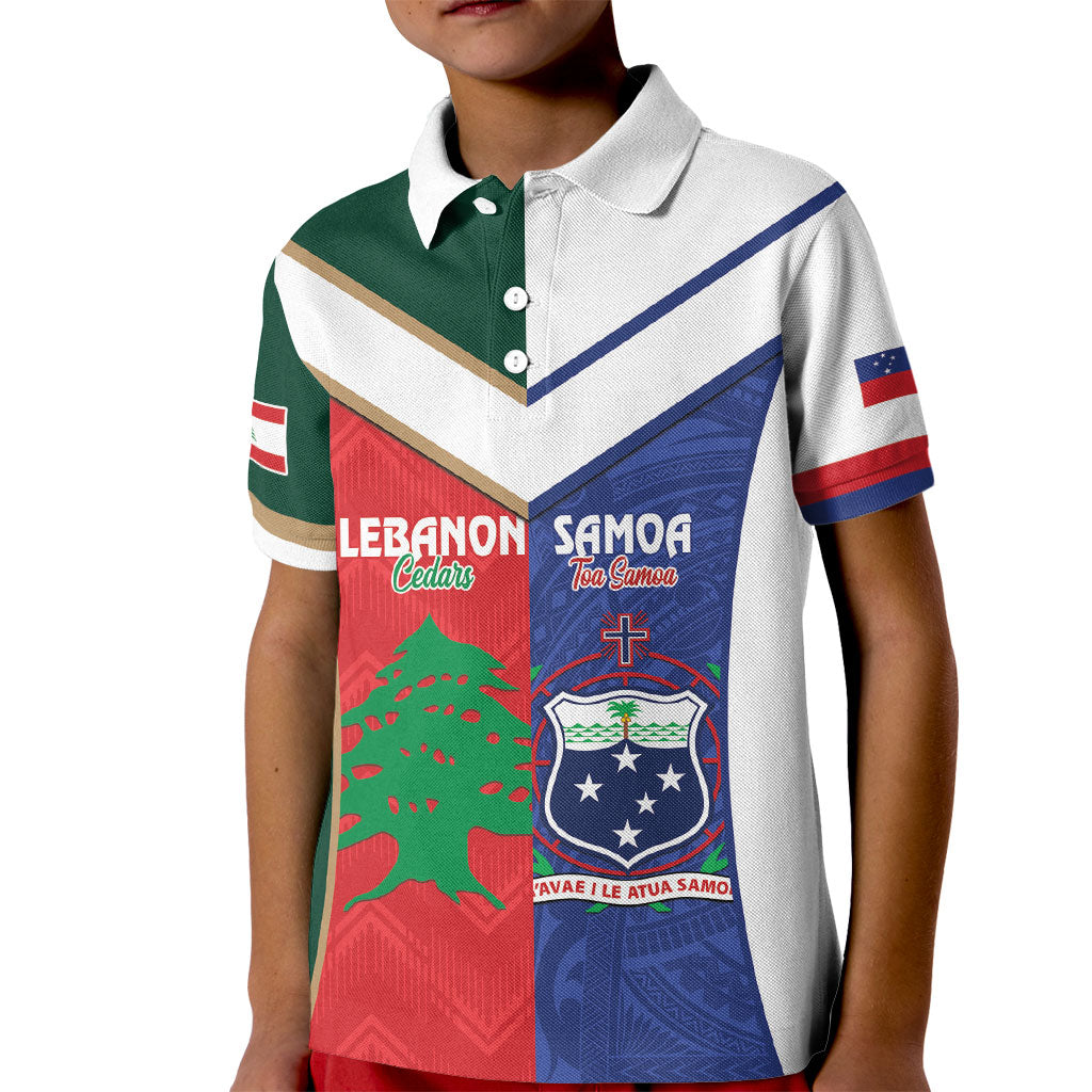 Custom Rugby Samoa and Lebanon Kid Polo Shirt Toa Samoa Cedars Together LT14 Kid Multicolor - Polynesian Pride