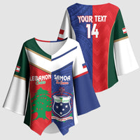Custom Rugby Samoa and Lebanon Kimono Sleeve Blouse Toa Samoa Cedars Together LT14 - Polynesian Pride