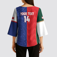 Custom Rugby Samoa and Lebanon Kimono Sleeve Blouse Toa Samoa Cedars Together LT14 - Polynesian Pride