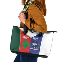 Rugby Samoa and Lebanon Leather Tote Bag Toa Samoa Cedars Together LT14 Multicolor - Polynesian Pride