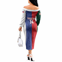 Custom Rugby Samoa and Lebanon Off The Shoulder Long Sleeve Dress Toa Samoa Cedars Together LT14 - Polynesian Pride
