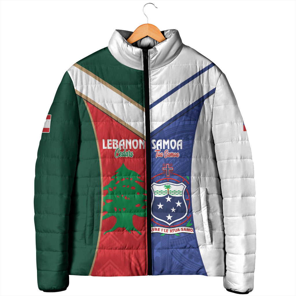 Custom Rugby Samoa and Lebanon Padded Jacket Toa Samoa Cedars Together LT14 - Polynesian Pride