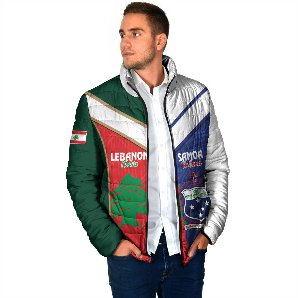 Custom Rugby Samoa and Lebanon Padded Jacket Toa Samoa Cedars Together LT14 - Polynesian Pride