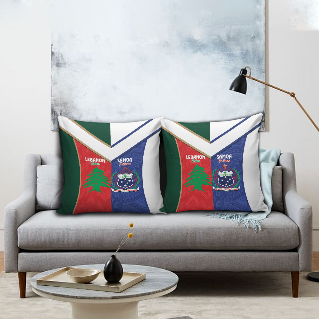 Rugby Samoa and Lebanon Pillow Cover Toa Samoa Cedars Together LT14 - Polynesian Pride