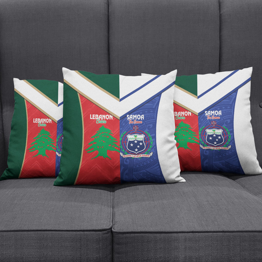 Rugby Samoa and Lebanon Pillow Cover Toa Samoa Cedars Together LT14 - Polynesian Pride