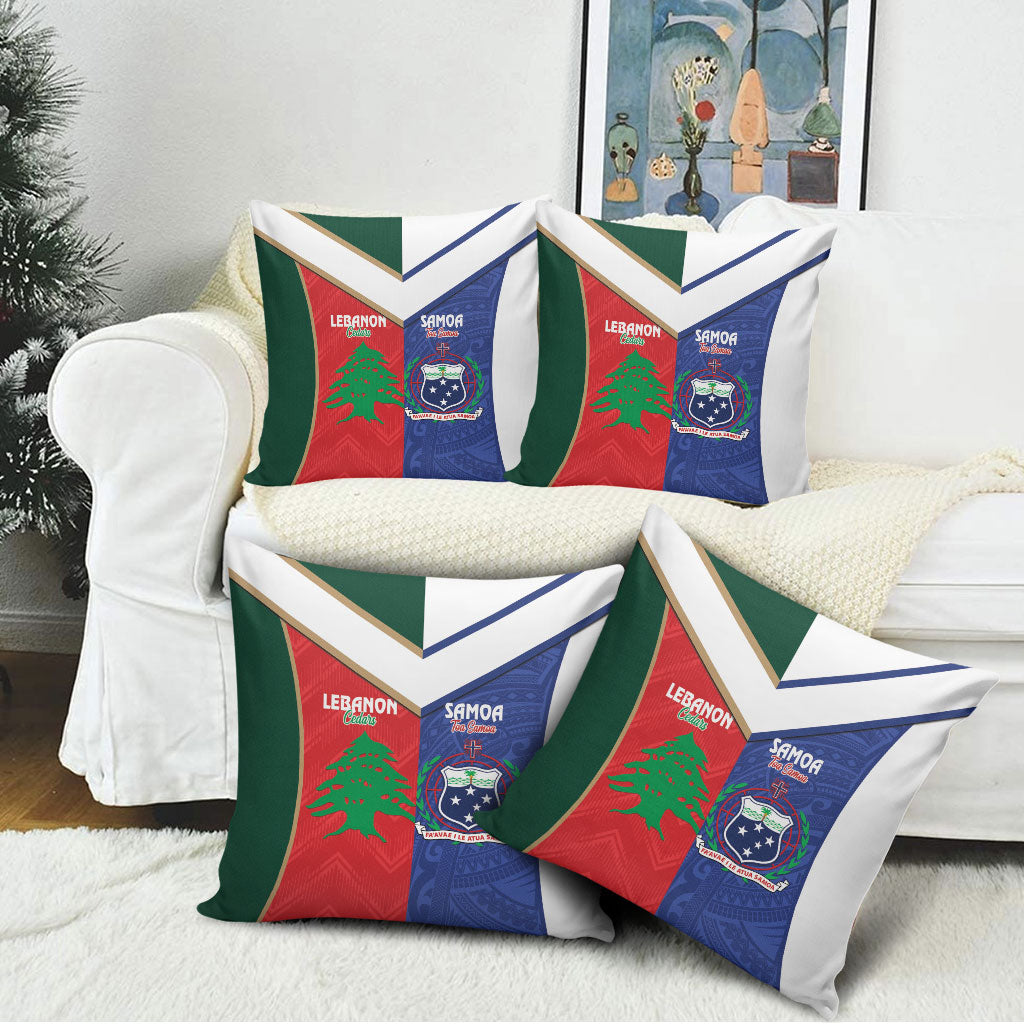 Rugby Samoa and Lebanon Pillow Cover Toa Samoa Cedars Together LT14 - Polynesian Pride