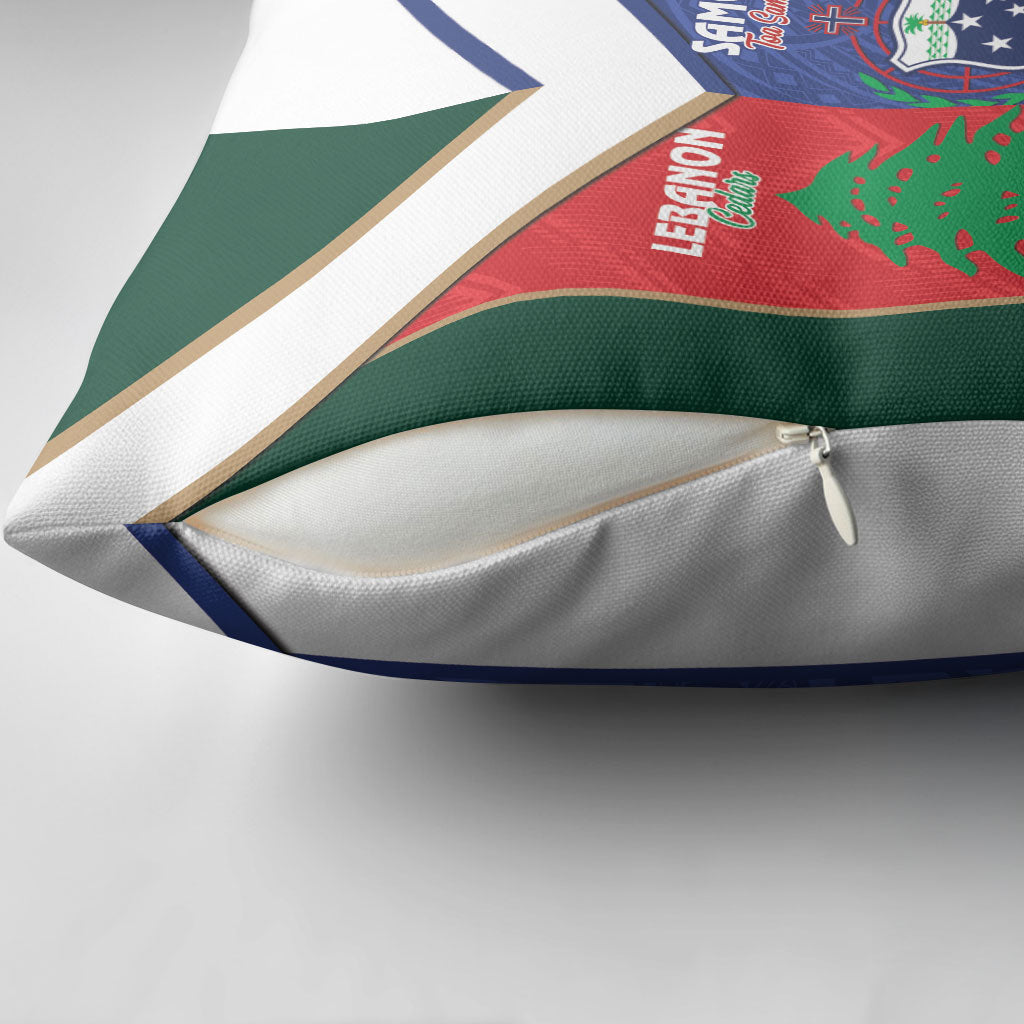 Rugby Samoa and Lebanon Pillow Cover Toa Samoa Cedars Together LT14 - Polynesian Pride