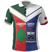 Custom Rugby Samoa and Lebanon Polo Shirt Toa Samoa Cedars Together LT14 Multicolor - Polynesian Pride