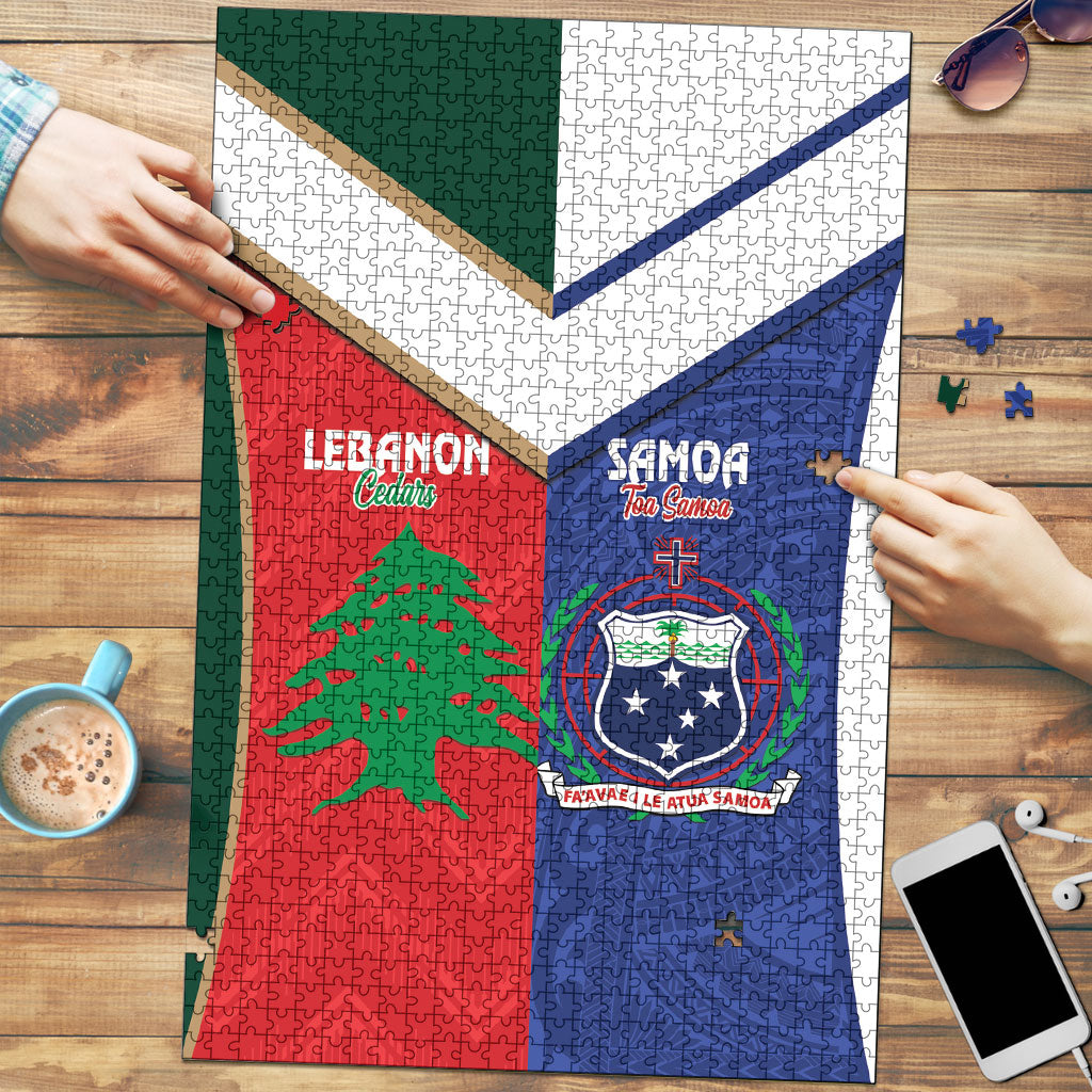 Rugby Samoa and Lebanon Puzzle Toa Samoa Cedars Together LT14 Multicolor - Polynesian Pride