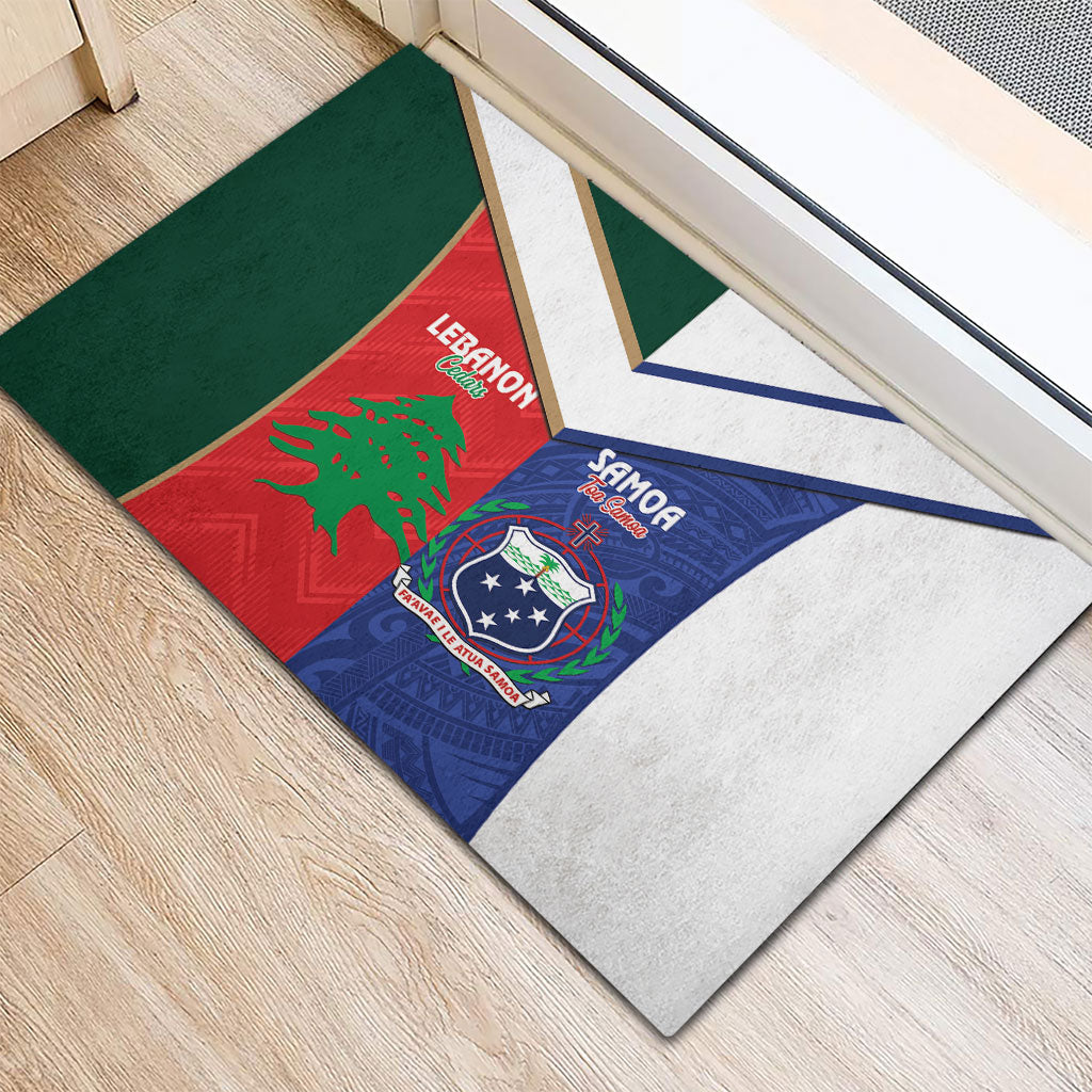 Rugby Samoa and Lebanon Rubber Doormat Toa Samoa Cedars Together LT14 - Polynesian Pride