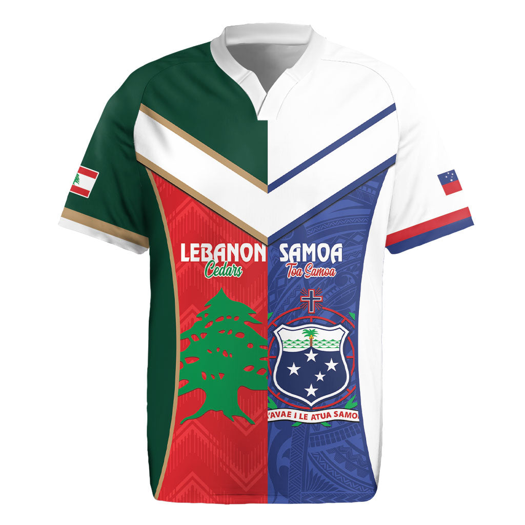 Custom Rugby Samoa and Lebanon Rugby Jersey Toa Samoa Cedars Together LT14 Multicolor - Polynesian Pride