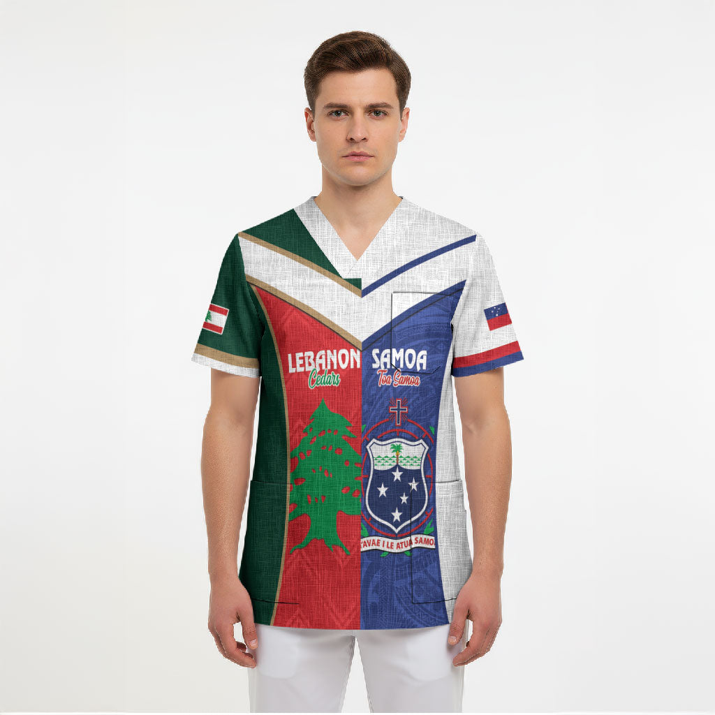 Custom Rugby Samoa and Lebanon Scrub Top Toa Samoa Cedars Together LT14 - Polynesian Pride