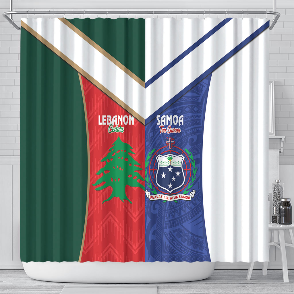 Rugby Samoa and Lebanon Shower Curtain Toa Samoa Cedars Together LT14 - Polynesian Pride