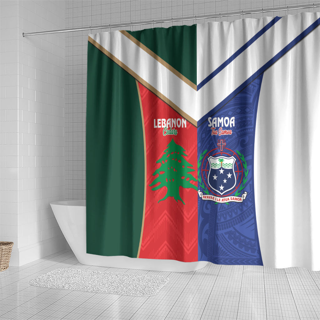 Rugby Samoa and Lebanon Shower Curtain Toa Samoa Cedars Together LT14 - Polynesian Pride