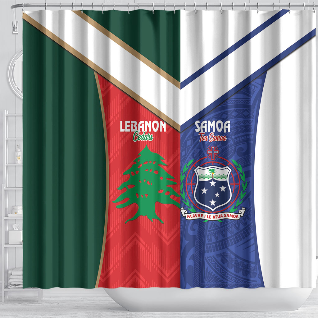 Rugby Samoa and Lebanon Shower Curtain Toa Samoa Cedars Together LT14 - Polynesian Pride