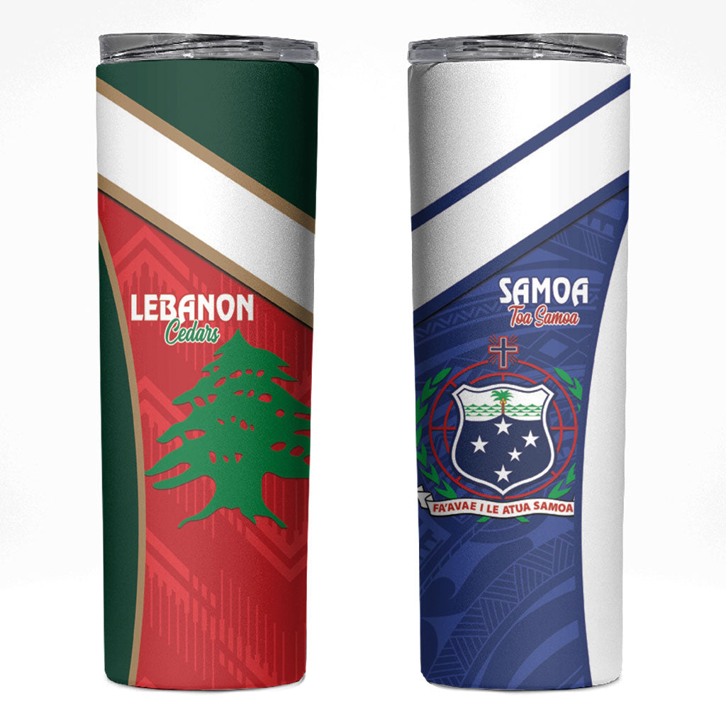 Rugby Samoa and Lebanon Skinny Tumbler Toa Samoa Cedars Together LT14 Multicolor - Polynesian Pride