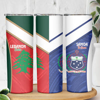 Rugby Samoa and Lebanon Skinny Tumbler Toa Samoa Cedars Together LT14 - Polynesian Pride