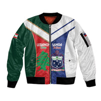 Custom Rugby Samoa and Lebanon Sleeve Zip Bomber Jacket Toa Samoa Cedars Together LT14 Unisex Multicolor - Polynesian Pride