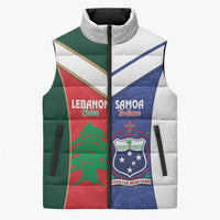 Custom Rugby Samoa and Lebanon Sleeveless Puffer Jacket Toa Samoa Cedars Together LT14 Unisex Multicolor - Polynesian Pride
