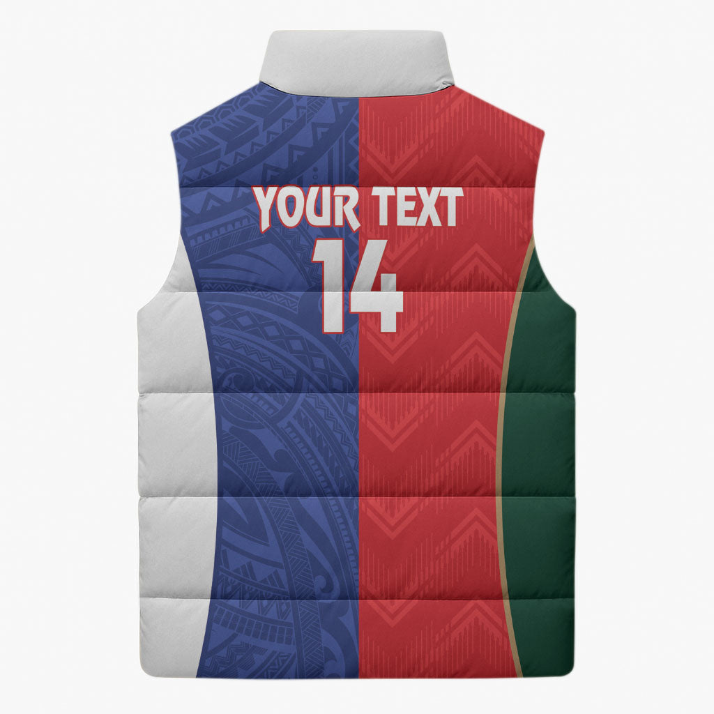 Custom Rugby Samoa and Lebanon Sleeveless Puffer Jacket Toa Samoa Cedars Together LT14 - Polynesian Pride
