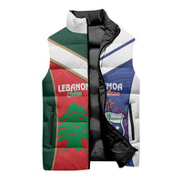 Custom Rugby Samoa and Lebanon Sleeveless Puffer Jacket Toa Samoa Cedars Together LT14 - Polynesian Pride