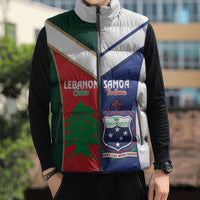 Custom Rugby Samoa and Lebanon Sleeveless Puffer Jacket Toa Samoa Cedars Together LT14 - Polynesian Pride