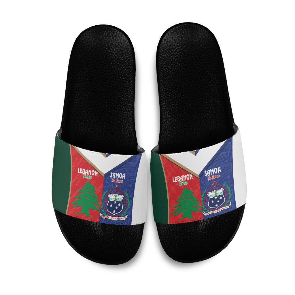 Rugby Samoa and Lebanon Slide Sandals Toa Samoa Cedars Together LT14 Multicolor - Polynesian Pride