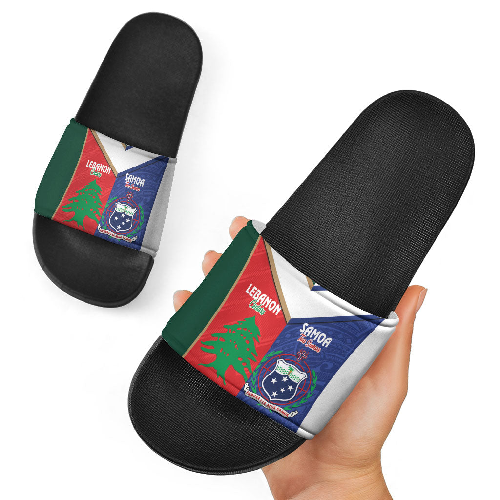Rugby Samoa and Lebanon Slide Sandals Toa Samoa Cedars Together LT14 - Polynesian Pride