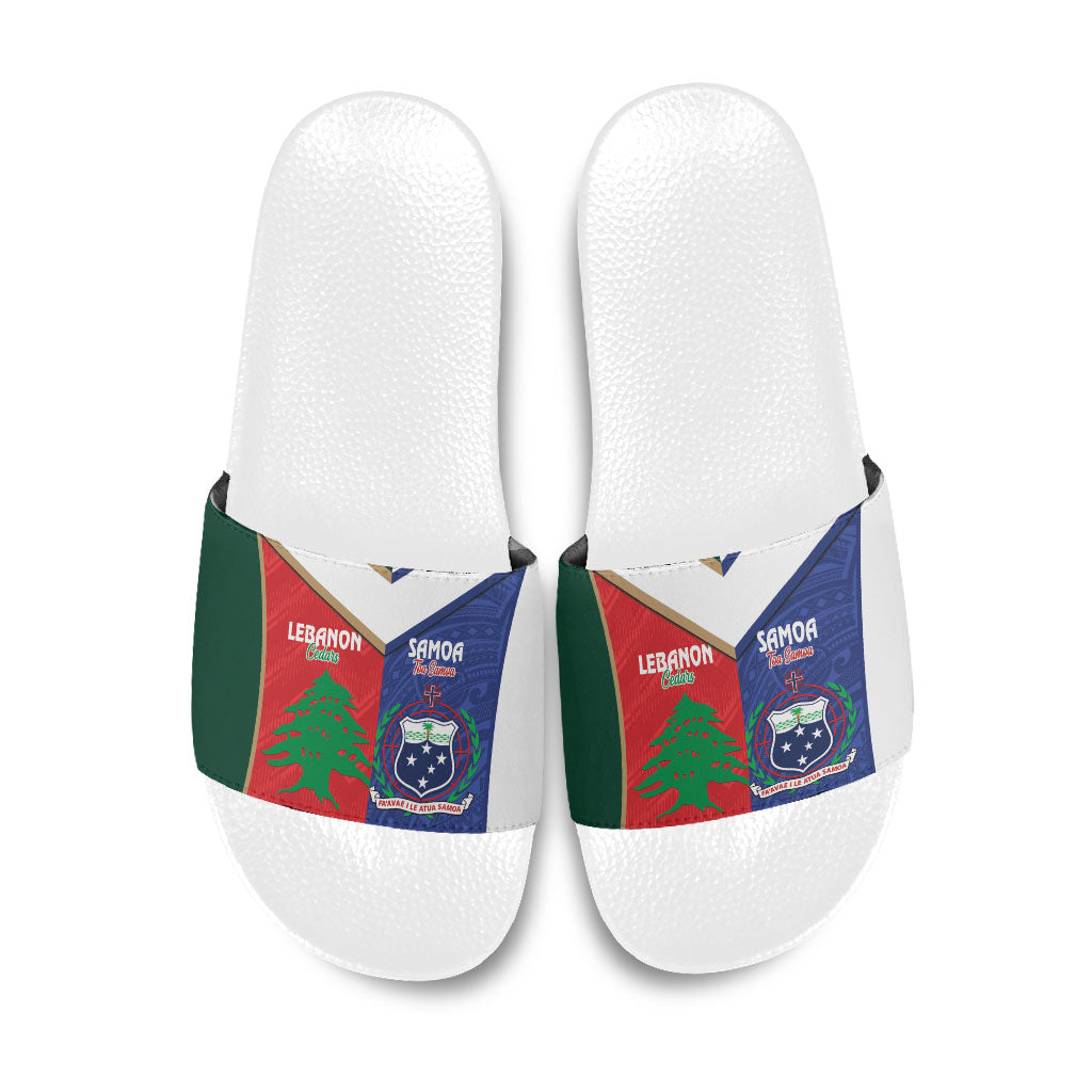 Rugby Samoa and Lebanon Slide Sandals Toa Samoa Cedars Together LT14 Multicolor - Polynesian Pride