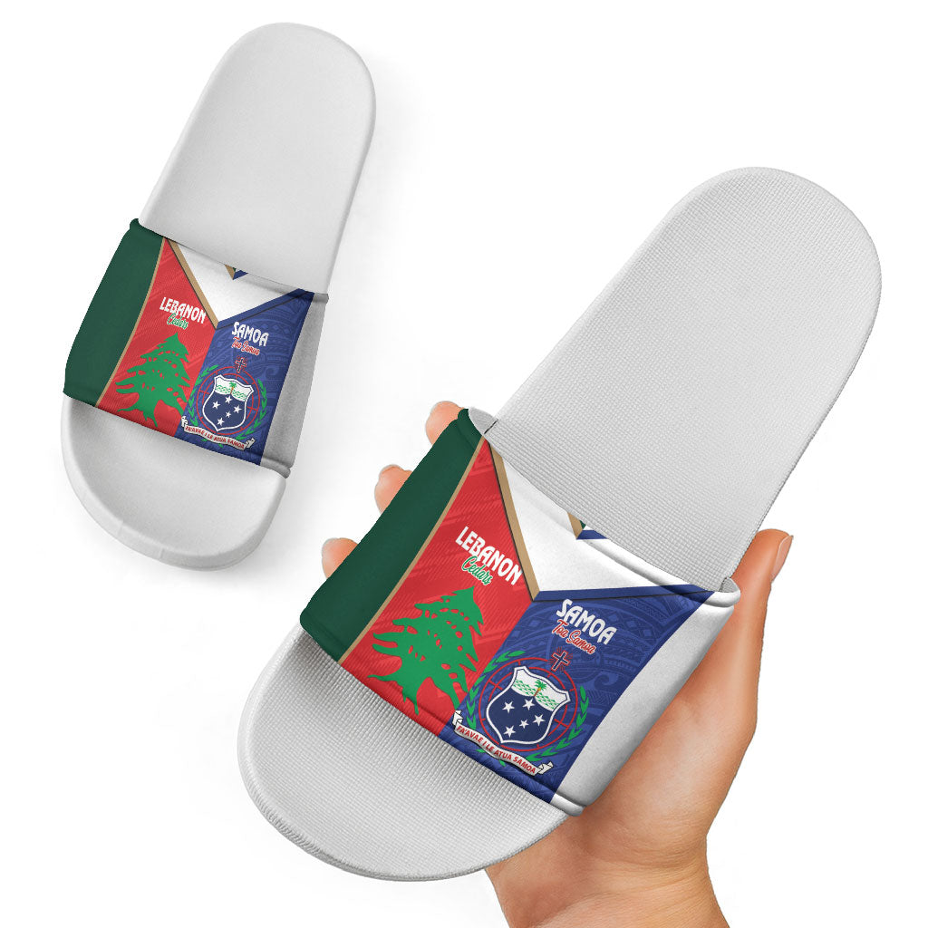 Rugby Samoa and Lebanon Slide Sandals Toa Samoa Cedars Together LT14 - Polynesian Pride