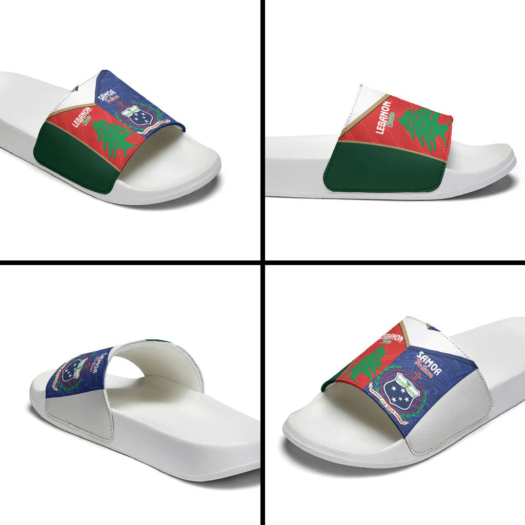 Rugby Samoa and Lebanon Slide Sandals Toa Samoa Cedars Together LT14 - Polynesian Pride