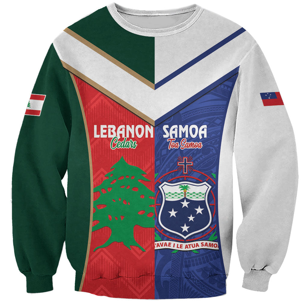 Custom Rugby Samoa and Lebanon Sweatshirt Toa Samoa Cedars Together LT14 Unisex Multicolor - Polynesian Pride
