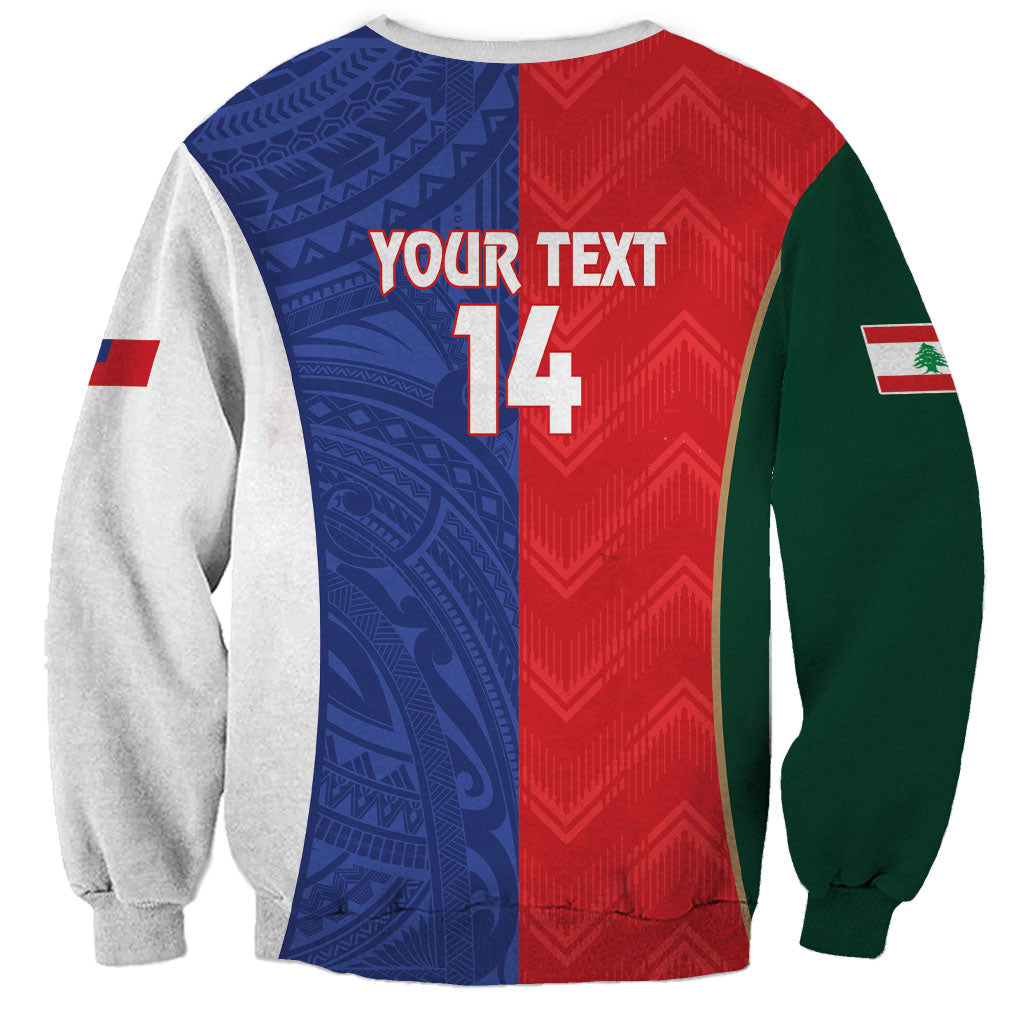 Custom Rugby Samoa and Lebanon Sweatshirt Toa Samoa Cedars Together LT14 - Polynesian Pride