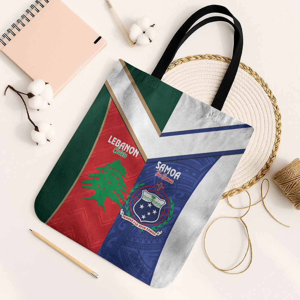 Rugby Samoa and Lebanon Tote Bag Toa Samoa Cedars Together LT14 Black Strap One Size Multicolor - Polynesian Pride