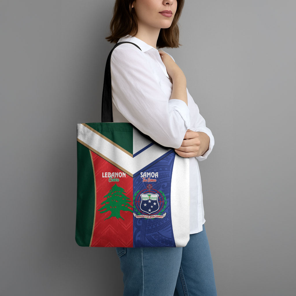 Rugby Samoa and Lebanon Tote Bag Toa Samoa Cedars Together LT14 - Polynesian Pride