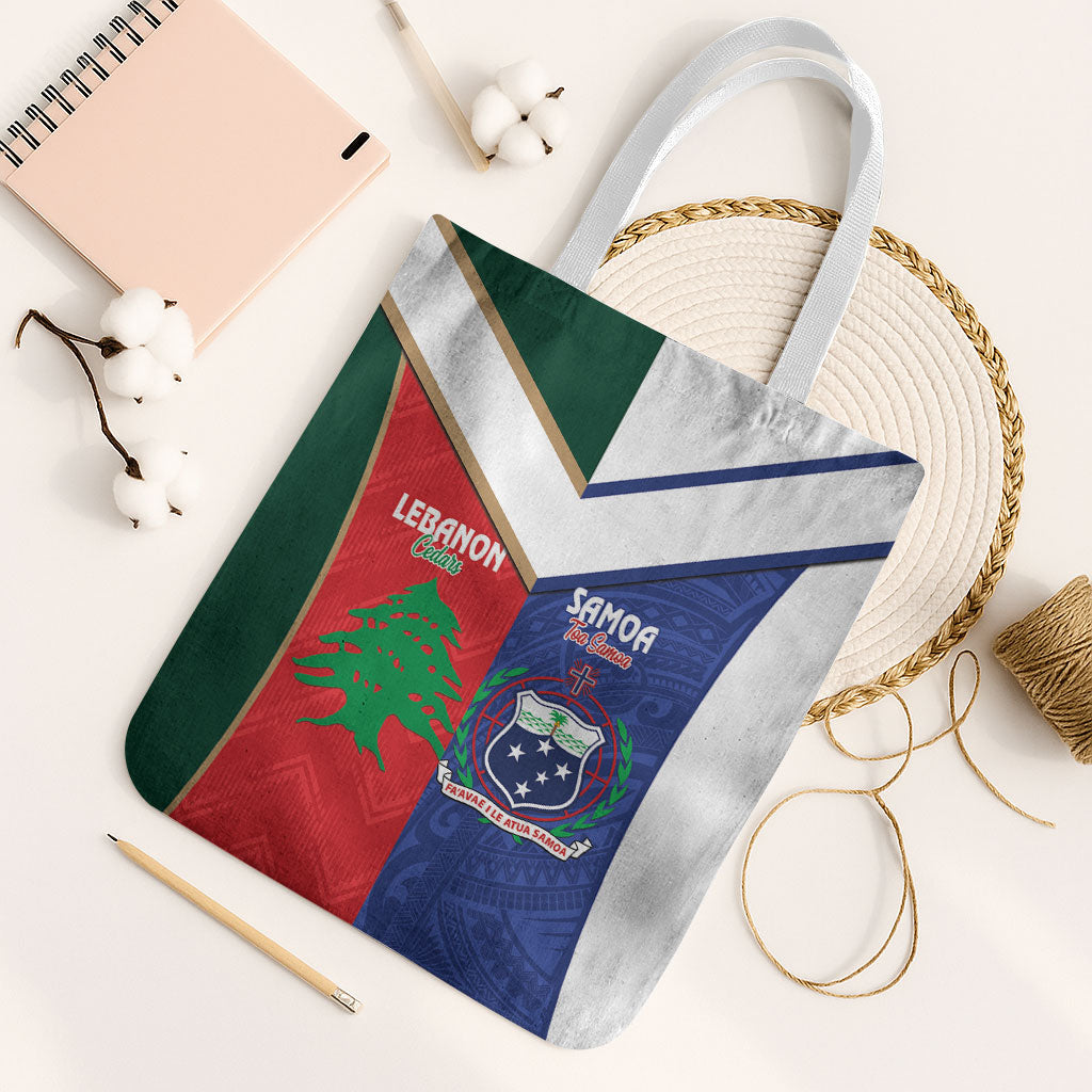 Rugby Samoa and Lebanon Tote Bag Toa Samoa Cedars Together LT14 White Strap One Size Multicolor - Polynesian Pride