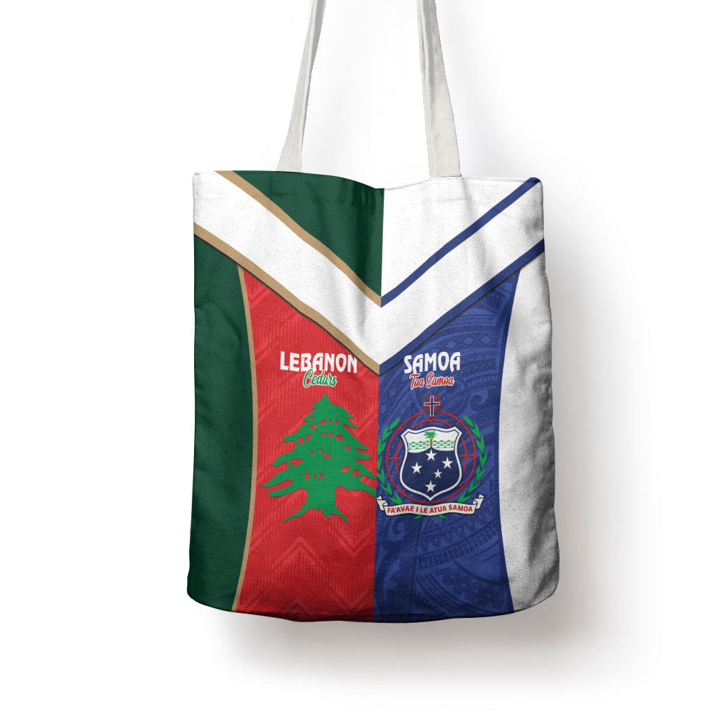 Rugby Samoa and Lebanon Tote Bag Toa Samoa Cedars Together LT14 - Polynesian Pride