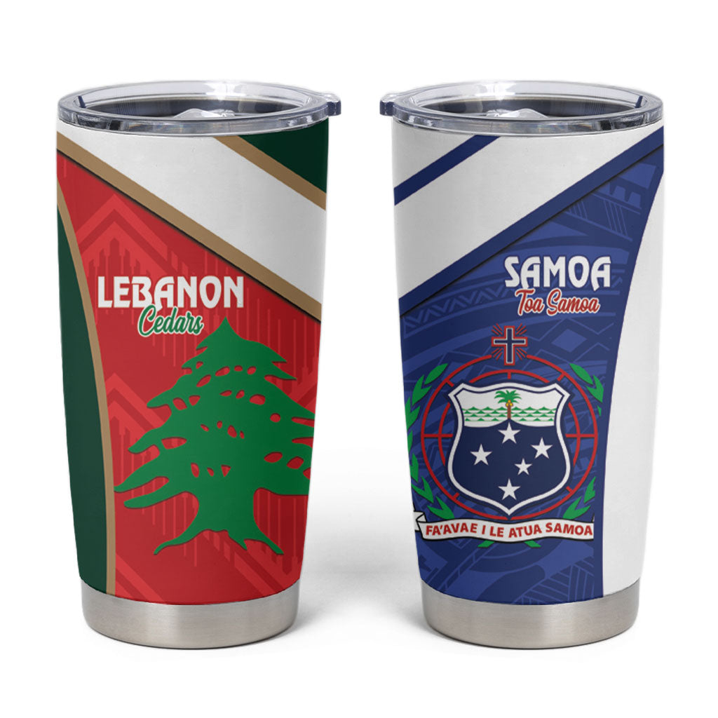 Rugby Samoa and Lebanon Tumbler Cup Toa Samoa Cedars Together LT14 Multicolor - Polynesian Pride